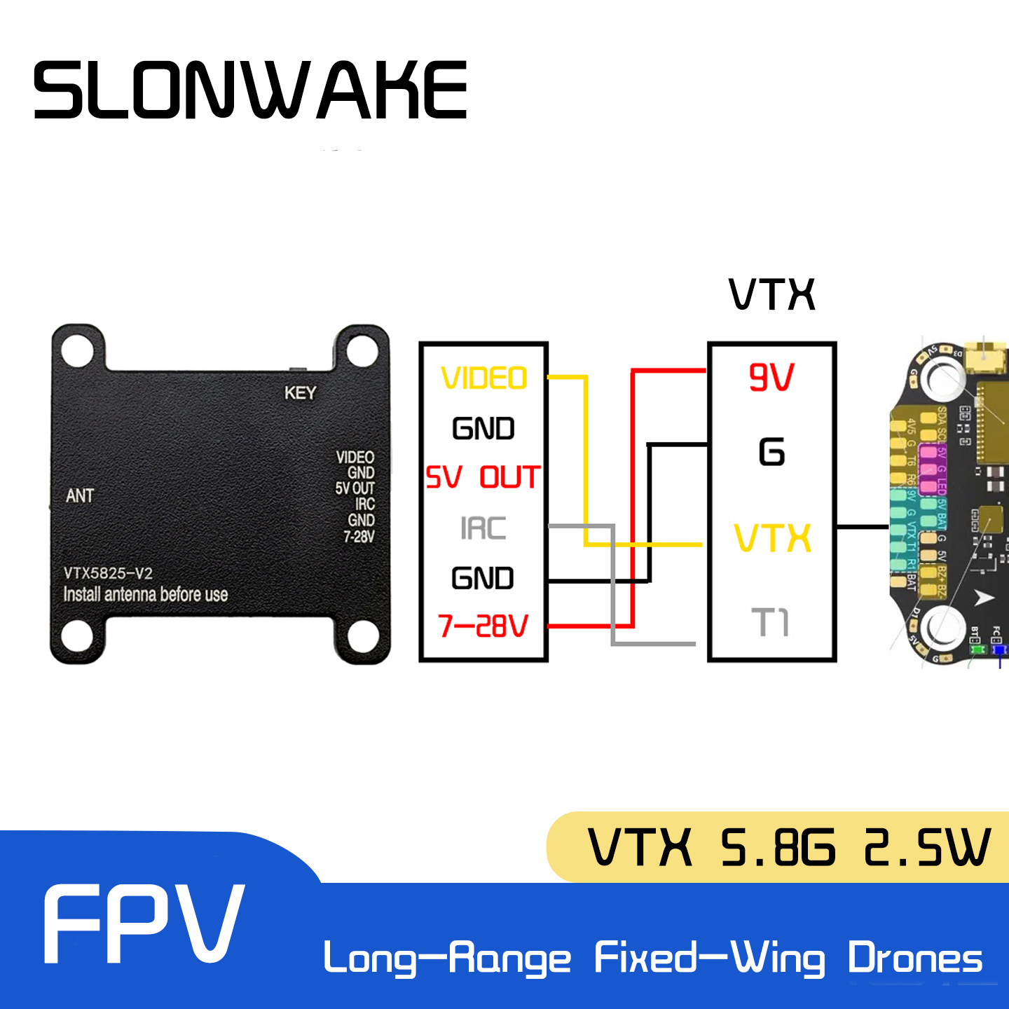 SLONWAKE 5.8G 48CH FPV Transmi – обзор и цена Fpv Drone Vtx